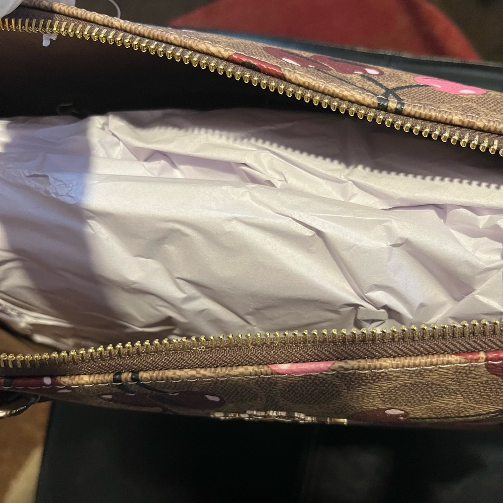 Coach Cherry Print Brown Tote Bag - Picture 5 of 7